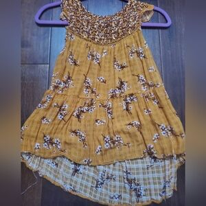 Rewind Mustard Yellow Floral Print Top Size Small Very Lightweight